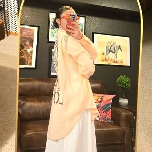 Sundry Peach Long Sleeve Button Down Shirt